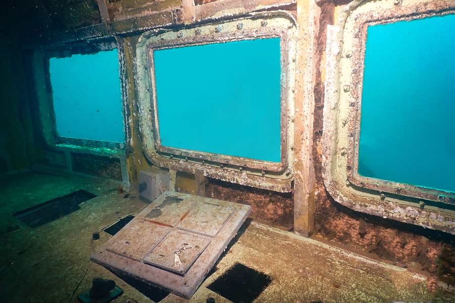 Control room Inside T94 shipwreck in Samae san near pattaya